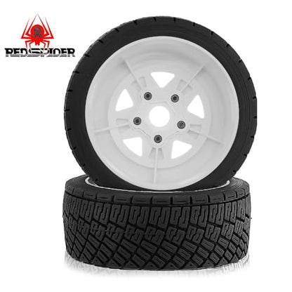 REDSPIDER 1/8 1/10 1/7 RC On Road Tires OD 3.94'' and Rally Racing Wheels 12mm 14mm 17mm Hex for 1:8 1:7 1:10 Street Touring Drift Car ARRMA Typhon 6S Losi Kyosho Tamiya TT02 HPI WR8 HSP 4PCS (White) - color: White