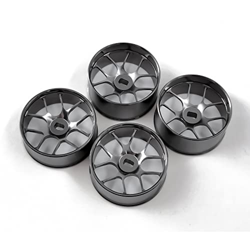 4Pcs Metal 1/24 1/28 RC Car Drift Wheels, [2N+2W] 22mm 1/28 RC Car Drift Hubs for Mini-Z BBS Mini-Q HGD1 Mini-D DRZ Wltoys K969 K989 Rc Car Upgrade Parts (2.5 Degree, Titanium) - color: Titanium, size: 2.5 Degree