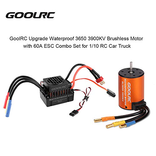 GoolRC Upgrade Waterproof 3650 3900KV Brushless Motor with 60A ESC Combo Set for 1/10 RC Car Truck