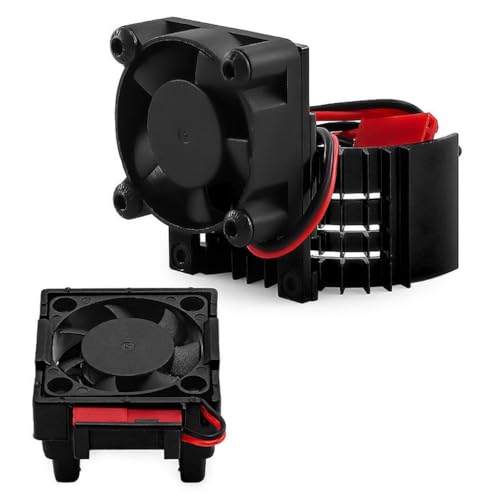 Aluminum Heatsink Plastic RC Motor ESC Cooling Fan Set 6-8.4V High RPM for TRAXXAS VXL-3S Slash/Rally/Bandit/Stampede 2WD 4WD RC Car (Black) - color: Black