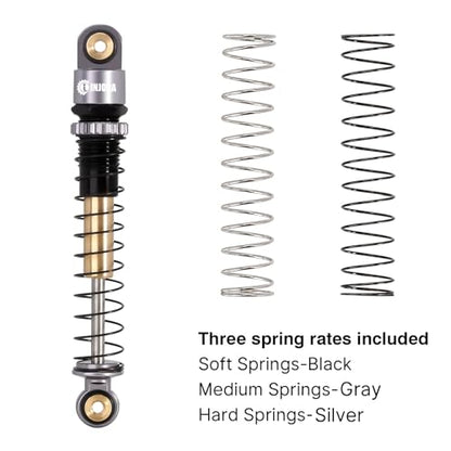 INJORA 43mm Aluminum Threaded Shocks Absorber Damper for 1/24 SCX24(Grey) - color: Grey