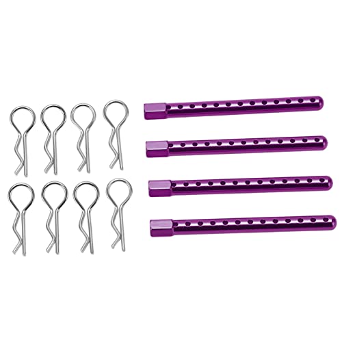 RC Body Post High Strength Aluminum Alloy RC Car Shell Column with Buckle for HSP 94102 94122 94103 94123 1/10 Scale RC Cars (Purple) - color: Purple