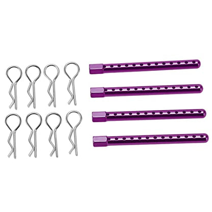 RC Body Post High Strength Aluminum Alloy RC Car Shell Column with Buckle for HSP 94102 94122 94103 94123 1/10 Scale RC Cars (Purple) - color: Purple