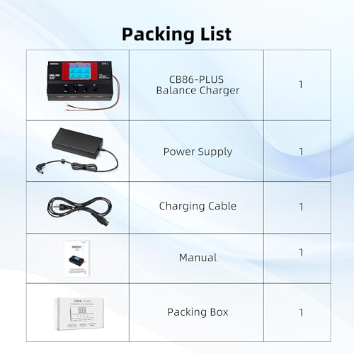 Radiolink CB86-PLUS RC Lipo Balance Smart Charger Discharger 8 Charging Ports 1S-6S 162W 6A with Power Supply Fast Charging, Battery Capacity Recovery Cycle Trickle for Li-Po/Li-Ion/Li-Fe/LiHV Battery