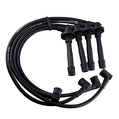 VMS RACING 93-97 Black Performance Ignition Spark Plug Wires Set Compatible with Honda Del Sol 1.5L & 1.6L D15 & D16 Sohc 1993-1997