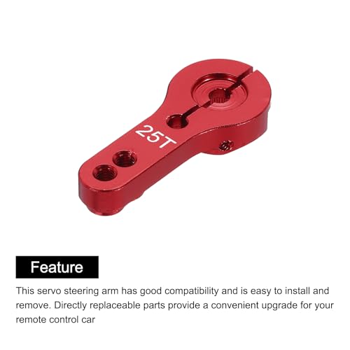 MECCANIXITY 5 Pcs Aluminum Servo Horn 25T Steering Arm 35mm Length Red Suitable for DIY RC Car/Boat/Airplanes Boat Model Accessories with 2 Pcs Screws - color: Red