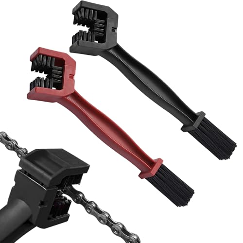 2PCS Bike or Motorcycle Chain Washer, Bicycle Cleaning Chain Double-Ended Brush, Black Durable Motor Chain Gears Cleaning Square Head Brushes, Universal Cleaning Tool (Red+Black) - color: Red+Black
