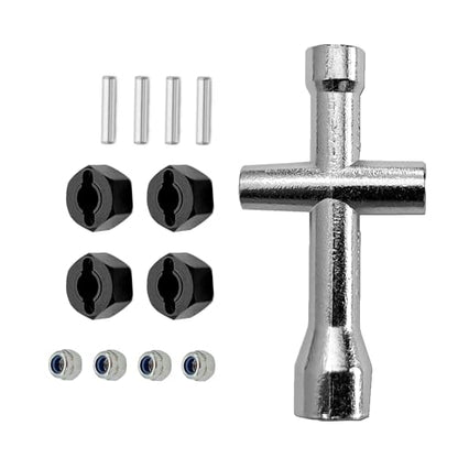 Aluminum Alloy 12mm Wheel Hex Nuts and M4 Lock Nuts Compatible with MJX Hyper Go 14301 14302 14210 16207 16209 16210 1/14 1/16 RC Car (Black) - color: Black