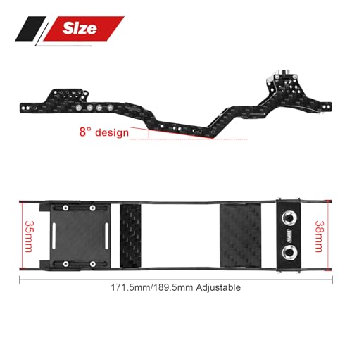INJORA Carbon Fiber Universal LCG Chassis Kit for Axial SCX24 Upgrade