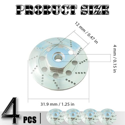 Brake Discs with 12mm Hex Hub for Tamiya Sakura D4 1/10 Scale RC Cars - Aluminum Alloy Upgrade Kit for Drift, On-Road RC Car - CNC Machined Performance Part with Anodized Finish Silver - color: Silver
