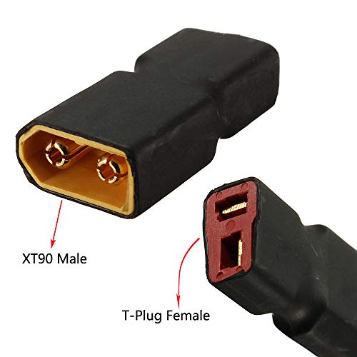 2 Pairs XT90 to T-Plug Connector RC Male Female Adapter for RC Car Plane Lipo Battery ESC - size: XT90 to T-Plug