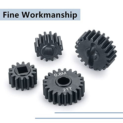 MORLORDY RC Aluminum Alloy Overdrive Portal Gears 0.8M 14T Drive Gear 21T Output Gear Set for 1/10 Scale SCX10 III Capra AXI03000 AXI03004 Upgrade Gears - size: 14T 21T
