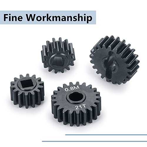 MORLORDY RC Aluminum Alloy Overdrive Portal Gears 0.8M 14T Drive Gear 21T Output Gear Set for 1/10 Scale SCX10 III Capra AXI03000 AXI03004 Upgrade Gears - size: 14T 21T