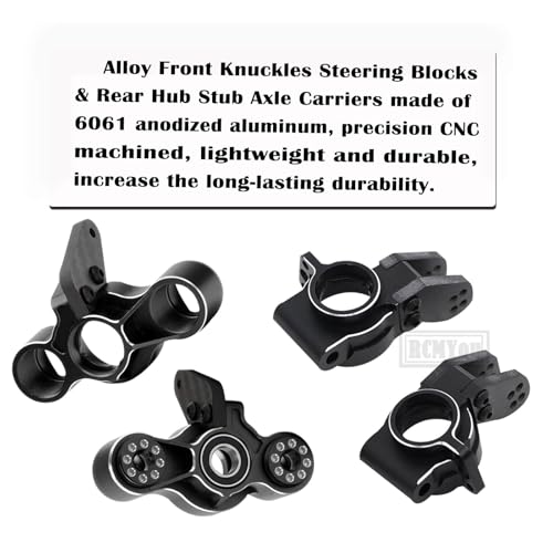 Front Knuckles Steering Blocks & Rear Hub Stub Axle Carriers Upgrades Part for 1/8 Kraton/Notorious/Outcast 6S BLX 4WD,Alloy Steering Hop Ups,Replaces #AR330505#AR330404,Black - color: Black