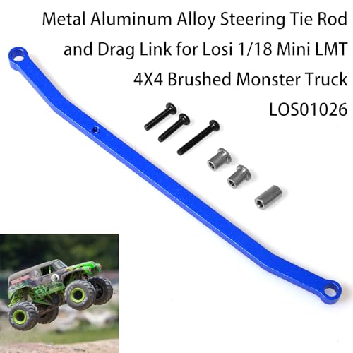 Steering Tie Rod and Drag Link Aluminum for Losi 1/18 Mini LMT 4X4 Brushed Monster Truck，Replacement for LOS211051 Upgrade Parts Fix Link Steering Rod for Losi - LOS01026 1/18 Mini LMT Monster (Blue) - color: Blue