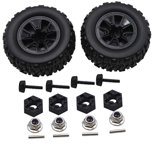 Blomiky 12mm Hex-Hole 3.6 * 1.65 Inch Wheel Tire and Hex Pin Locknuts Accessories Suitable for 1/14 1/16 Hyper Go 14210 14211 H14BM H16BM RC Trucks / 14210 Tire and Locknut