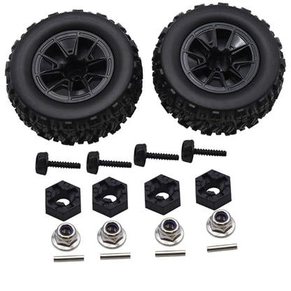 Blomiky 12mm Hex-Hole 3.6 * 1.65 Inch Wheel Tire and Hex Pin Locknuts Accessories Suitable for 1/14 1/16 Hyper Go 14210 14211 H14BM H16BM RC Trucks / 14210 Tire and Locknut