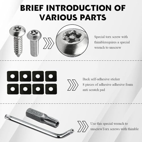 Anti Theft License Plate Screws Kits, License Plate Screw Caps, Stainless Steel Car Tag Holder Bolts Fasteners Kit, Car M6 (1/4") Tamper Proof Fastener Nut & Cap for Frame Mounting (Style 1)