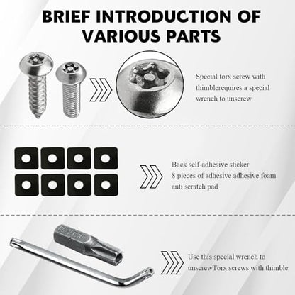 Anti Theft License Plate Screws Kits, License Plate Screw Caps, Stainless Steel Car Tag Holder Bolts Fasteners Kit, Car M6 (1/4") Tamper Proof Fastener Nut & Cap for Frame Mounting (Style 1)