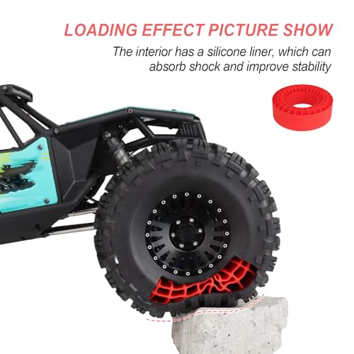 HobbyPark 2.2" Silicone Tire Inserts Soft, Fits 132-134mm 5.25" OD Crawler Tires, Replaces Foam Inserts, 4‑Pack, Waterproof, Good Traction & Sidewall Support for 1/10 RC Crawlers, 125×45mm (Red) - color: Red