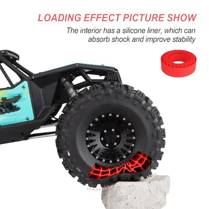 HobbyPark 2.2" Silicone Tire Inserts Soft, Fits 132-134mm 5.25" OD Crawler Tires, Replaces Foam Inserts, 4‑Pack, Waterproof, Good Traction & Sidewall Support for 1/10 RC Crawlers, 125×45mm (Red) - color: Red