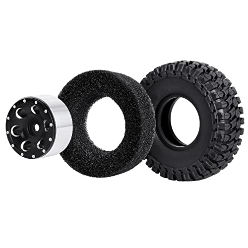 HobbyPark 4pcs 1.0 Beadlock Wheels and Tires Metal Micro Crawler Tires with Brass Wheel Weights Extended Wheel Hubs for 1/24 RC Crawler Car Axial SCX24 Gladiator Bronco C10 Deadbolt Upgrades (Type C) - style: Type C