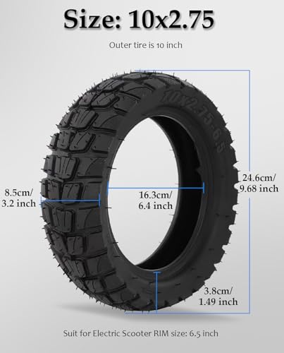 10 Inch 10x2.75-6.5 Off-road Rubber Outer Tire Suitable for Speedway 5 Dualtron 3 Hover-1 Alpha JOYOPR S Hiboy Titan PRO Electric Scooter Thickened Explosion-Proof Shockproof Super-Grip - color: outer tire*1