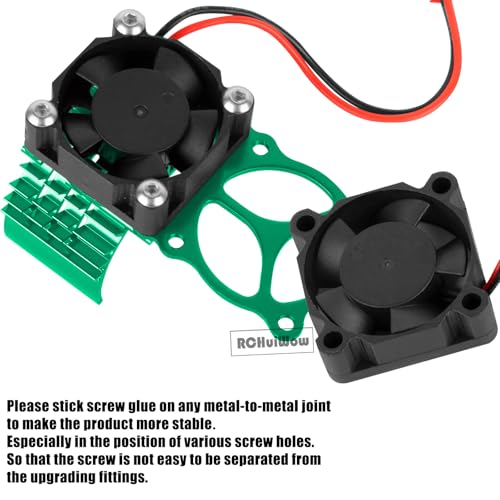 RC VXL-3s ESC Cooling Fan Heat Sink w/Dual Fan Heat Sink Upgrades Part for 1/10 Slash Rustler Stampede 4x4 VXL 4WD,High Velocity Fan Heatsink Hops Up,Green - color: Green(1set)