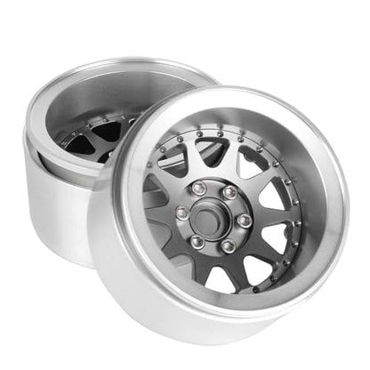 Aluminum 2.2" Beadlock Wheel Offset -10mm Metal Rims for SCX10 RR10 TRX4 VS4-10 Gen8 1/10 RC Crawler Car Upgrade Parts (10-Spoke, Gray) - color: 10-spoke, Gray