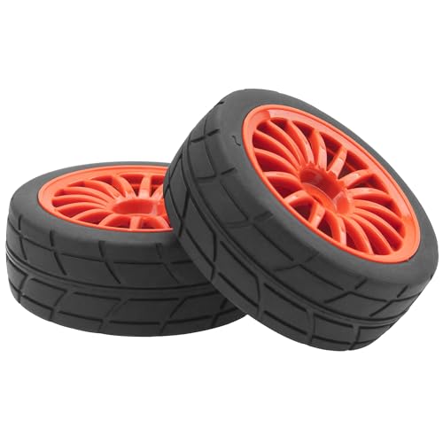 4Pack Vgoohobby OD70mm RC 1/10 On Road Rubber Tires w/Plastic Wheel Rims 12mm Hex Compatible with HSP HPI Redcat Tamiya Traxxas Kyosho 1/10 RC On Road Racing Touring Car (Red) - color: Red