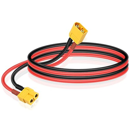 MEIRIYFA XT60 XT-60 Extension Cable, XT60 Male to XT60 Female Adapter Extension Cord with 50cm 12AWG Silicone Wire for Solar Panel RV Automotive RC Lipo Battery