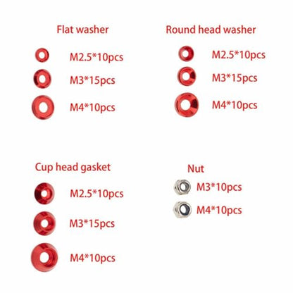 HERCHR Aluminum Alloy Cone Cup Head Screw Gasket Washer Counterbore Washers Gaskets Cup Shim Conical Washer Shim - color: red