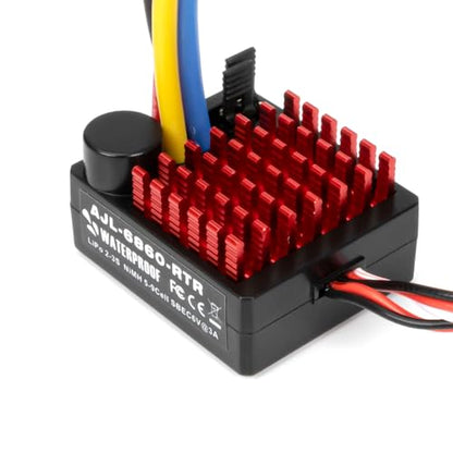 1/10 Rc Car Speed Controller,Waterproof 60A ESC Brushed Electronic Speed Controller for 1/10 RC Car Rock Crawler Boat SCX10 TRX4 CC01 TF2 D90 MST CFX EX86100