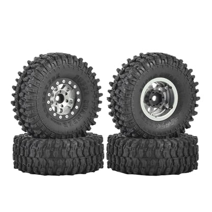 4PCS 1.55 inch Aluminum Metal Beadlock Wheels Rim and 95mm All Terrain Rubber Tires for 1/10 1/12 RC Rock Crawler Car for Axial AX90069 D90 TF2 Tamiya LC70 JIMNY UTB18(5Spoke,Gray) - color: 5spoke,gray