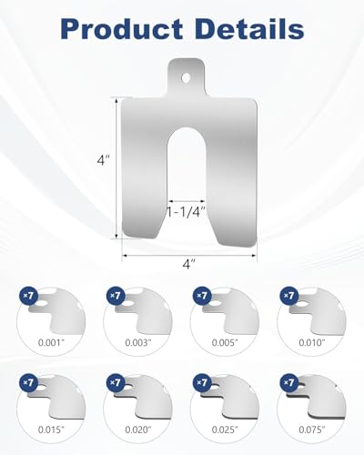 MUZIK 56 Pcs 4"x4" Metal Shims for CNC, Machining & Automotive Alignment | 304 Stainless Steel, 8 Thicknesses, Easy Identification, Precision Laser Cut, Corrosion Resistant, Burr Free Finish - size: C 4" x 4"