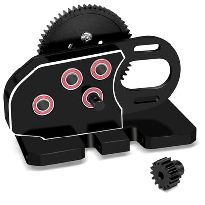 OGRC 2.Low Transmission 30% Overdrive Complete Gearbox for SCX10 Upgrades | Aluminum Housing, Steel Gear, with Skid Plate and 15T Pinion Gear, for Axial SCX10 RC Crawler Car, Black - color: Black