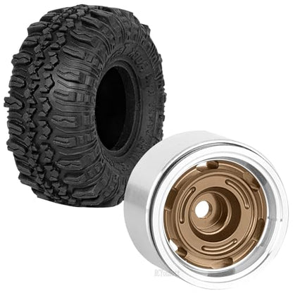 RC 1.0 Inch Beadlock Aluminium Alloy Wheel Tires&Wheels Rim for 1/24 1/18 Axial SCX24 Trx4m RC Crawler Car.4PCS（Bronze) - color: Bronze- (RC Wheels Tires)
