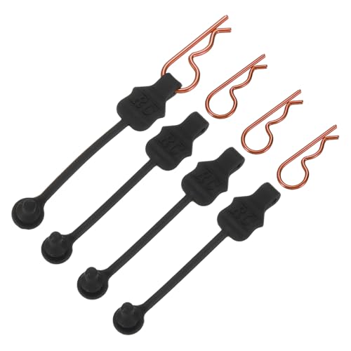 MECCANIXITY 4 Pcs RC Body Clip Retainers, 1.2mm Rod RC Clips Shell Fixed Buckle Lock Springy R Pins Shell Replacement Parts for All 1/8 1/10 Scale Model Car Crawler Truck(Orange) - color: Black Tab Orange Clip