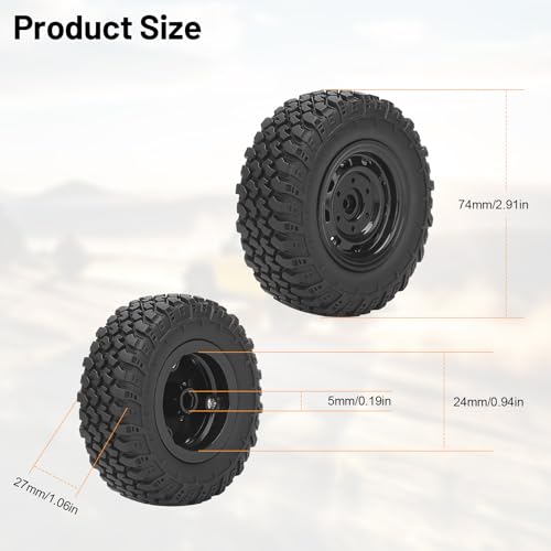 RC Wheels and Tires, daitoku 5mm Hex Off-Road RC Car Tires for MN99S MN98 1/16 WPL C24 B36 JJRC Q60