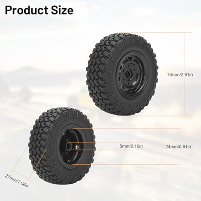 RC Wheels and Tires, daitoku 5mm Hex Off-Road RC Car Tires for MN99S MN98 1/16 WPL C24 B36 JJRC Q60