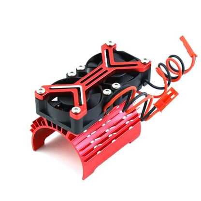 4068 4074 4082 4268 4274 Motor Heat Sink 30mm Dual Cooling Fan 40-42Mm Motor for 1/8 1/7 Arrma Typhon 6S Kraton 6S Felony Mojave Upgrades Parts(Red)