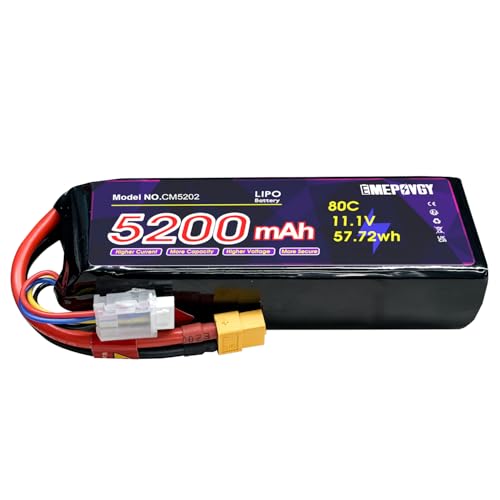 11.1V Lipo Battery 3S 5200mAh 80C Lipos Soft Case with XT60 Connector for RC Car Airplane Helicopter Boat Racing RC Hobby - color: Softcase