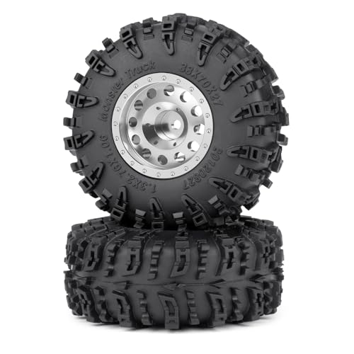 4Pcs 1.3" Beadlock Metal Wheels Rims Hub & Rubber Tires 70mm Set，#A | For 1/24 Axial SCX24, For 1/18 Tra-xxas TRX4-M, RC Crawler Car, Upgrades - color: #a