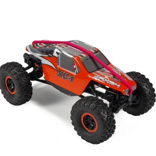 2pcs 280mm Elastic Strap Escape Rope Kinetic Winch Strap with Rescue Trailer Hook for 1/18 1/24 RC Crawler Car TRX4M High Trail SCX24 FCX24 (Red) - color: Red