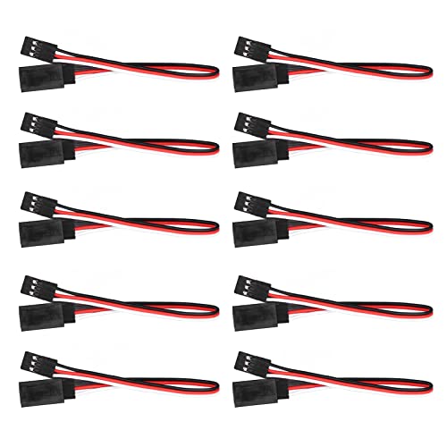 10PCS 3 Pin Servo Extension Cable Futaba JR RC Car Helicopter Aircraft Brass Core Connector Wire (200mm Male to Female) - size: 200mm male to female