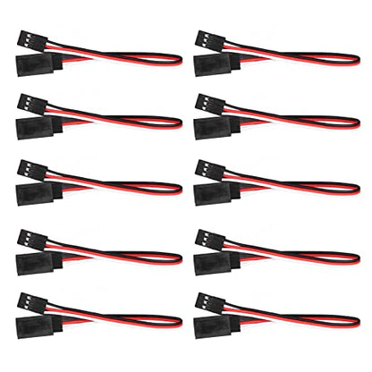 10PCS 3 Pin Servo Extension Cable Futaba JR RC Car Helicopter Aircraft Brass Core Connector Wire (200mm Male to Female) - size: 200mm male to female