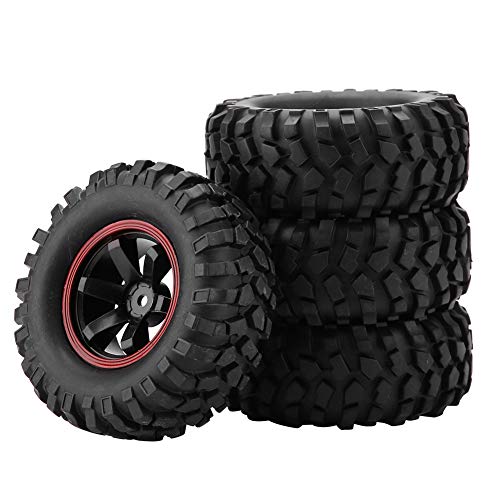 RC Car Tires, 4 Pcs 6 Holes Rubber with Hubs Off-Road Tires for 1/10 Scale RC Crawler Vehicle Enthusiasts and Off-Road Adventure Scenarios