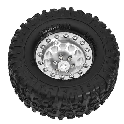 REDSPIDER 1.3 Aluminium Alloy Beadlock Wheels and Crawler Tires 1/24 RC Muddy Swamp Tyre 7mm Hex Fit for 1/18 1/24 Axial Trx4m SCX24 AX24 FCX24 RC Crawler XC-1 RTR CR-18P EVO (Silvery) - color: Silvery