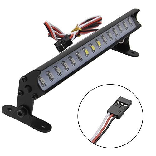 5.51" RC 15Led LED Light Bar Kit Body Shell Roof Light Lamp Compatible with Traxxas TRX-4 SCX10 Wraith 90046 D90 SCX10 II CC01 Redcat Gen7 Gen8 1/10 RC Crawler Car Truck (Red-Blue-White)
