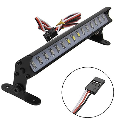 5.51" RC 15Led LED Light Bar Kit Body Shell Roof Light Lamp Compatible with Traxxas TRX-4 SCX10 Wraith 90046 D90 SCX10 II CC01 Redcat Gen7 Gen8 1/10 RC Crawler Car Truck (Red-Blue-White)